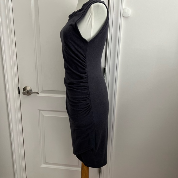 Dusty twilight blue, bodycon mini dress with side ruching, Medium - Picture 3 of 9